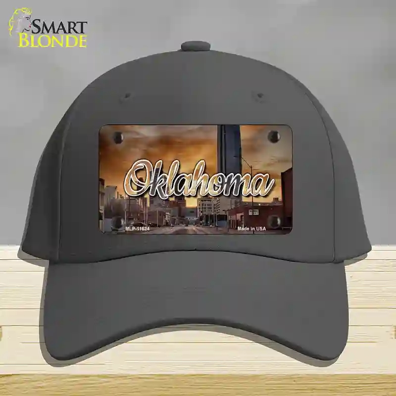 HAT04-MLP-11624 Oklahoma Sunset Skyline State Novelty License Plate Hat, Cotton - Charcoal