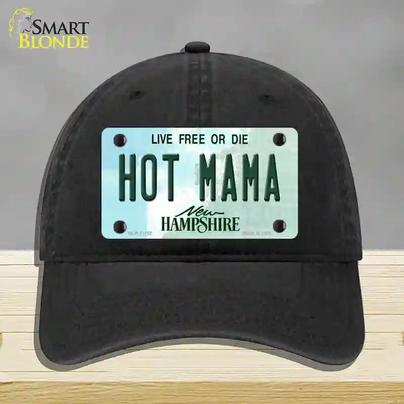 HAT07-MLP-11155 Hot Mama   Hampshire State Novelty License Plate Hat, Unconstructed Cotton - Black