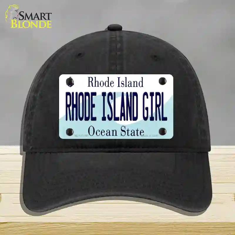HAT07-MLP-11197 Rhode Island State Girl Novelty License Plate Hat, Unconstructed Cotton - Black