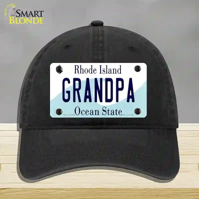 HAT07-MLP-11200 Grandpa Rhode Island State Novelty License Plate Hat, Unconstructed Cotton - Black