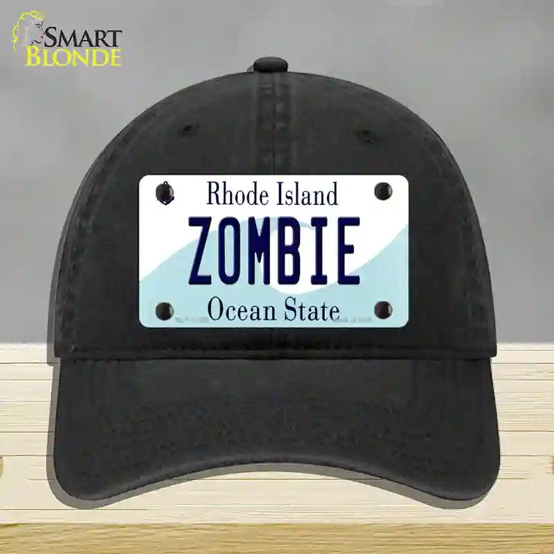 HAT07-MLP-11203 Zombie Rhode Island State Novelty License Plate Hat, Unconstructed Cotton - Black