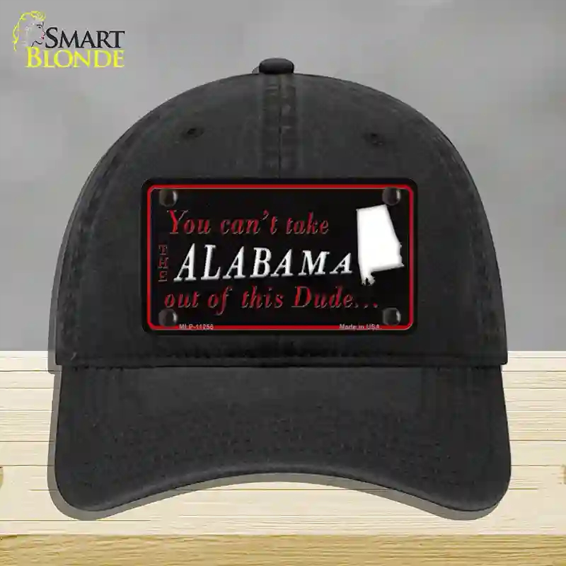 HAT07-MLP-11255 Alabama Dude Novelty License Plate Hat, Unconstructed Cotton - Black