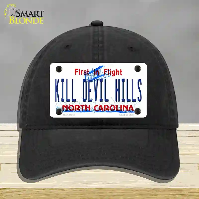 HAT07-MLP-11818 Kill Devil Hills North Carolina Novelty License Plate Hat, Unconstructed Cotton - Black