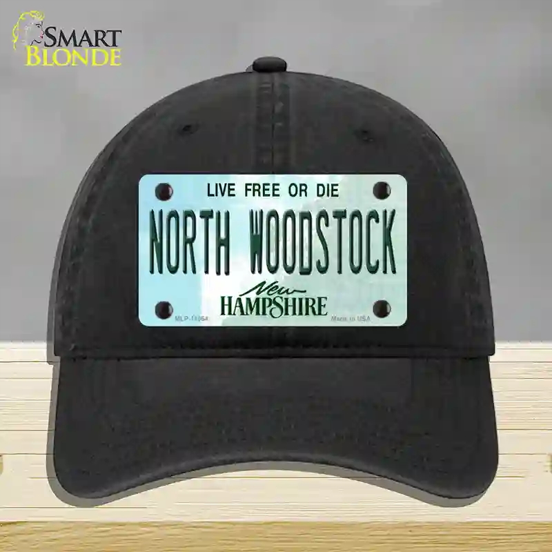 HAT07-MLP-11864 North Woodstock   Hampshire Novelty License Plate Hat, Unconstructed Cotton - Black