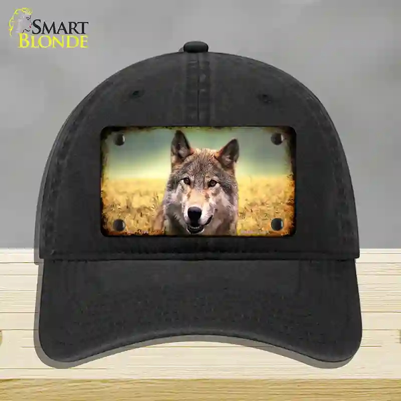HAT07-MLP-1189 Wolf Novelty License Plate Hat, Unconstructed Cotton - Black