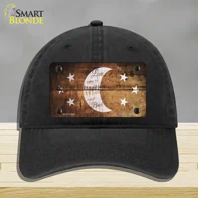 HAT07-MLP-11935 The Moon & Back Novelty License Plate Hat, Unconstructed Cotton - Black