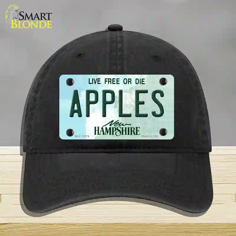 HAT07-MLP-12079 Apples   Hampshire State Novelty License Plate Hat, Unconstructed Cotton - Black