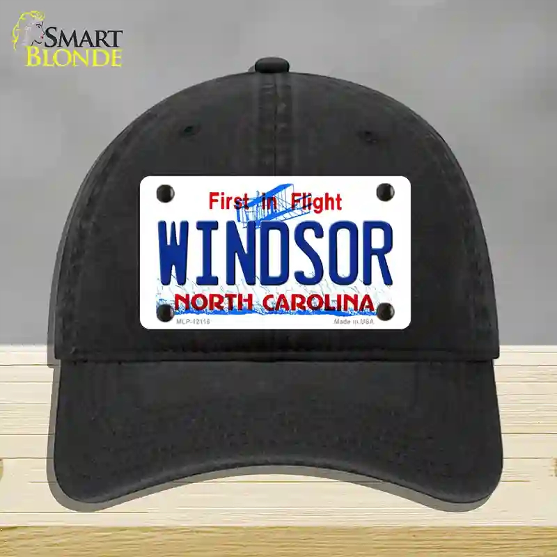 HAT07-MLP-12115 Windsor North Carolina State Novelty License Plate Hat, Unconstructed Cotton - Black