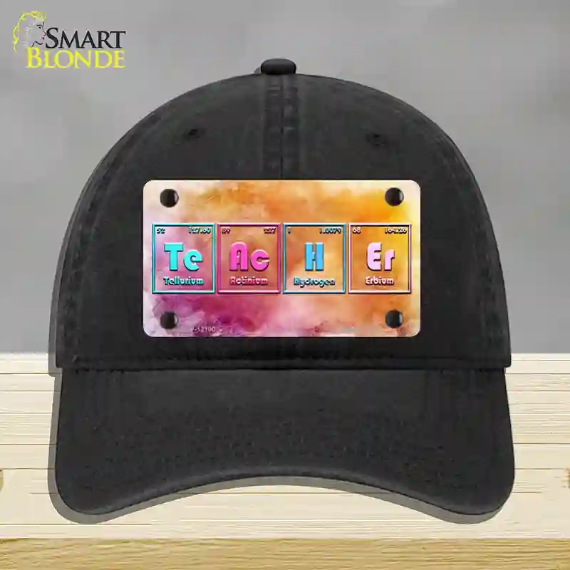 HAT07-MLP-12190 Teacher Periodic Table Novelty License Plate Hat, Unconstructed Cotton - Black