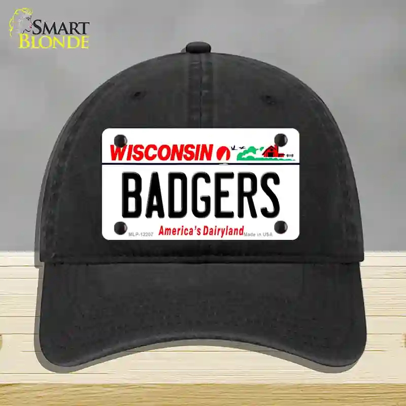 HAT07-MLP-12207 decalrs Wisconsin Novelty License Plate Hat, Unconstructed Cotton - Black