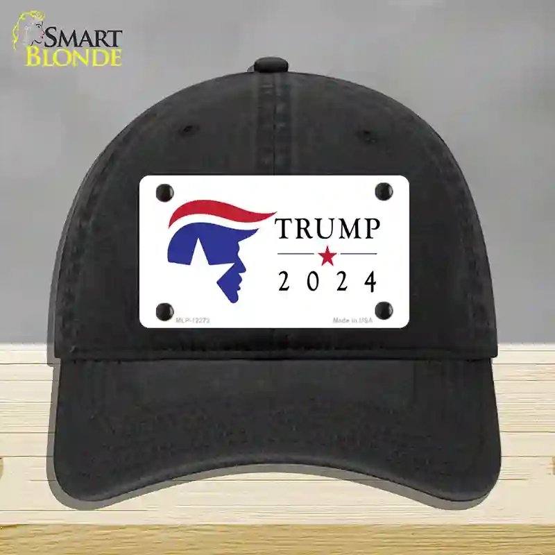 HAT07-MLP-12273 Trump 2024 Silhouette Novelty License Plate Hat, Unconstructed Cotton - Black