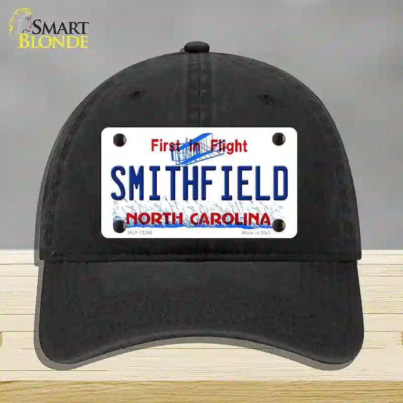 HAT07-MLP-12296 North Carolina Smithfield Novelty License Plate Hat, Unconstructed Cotton - Black