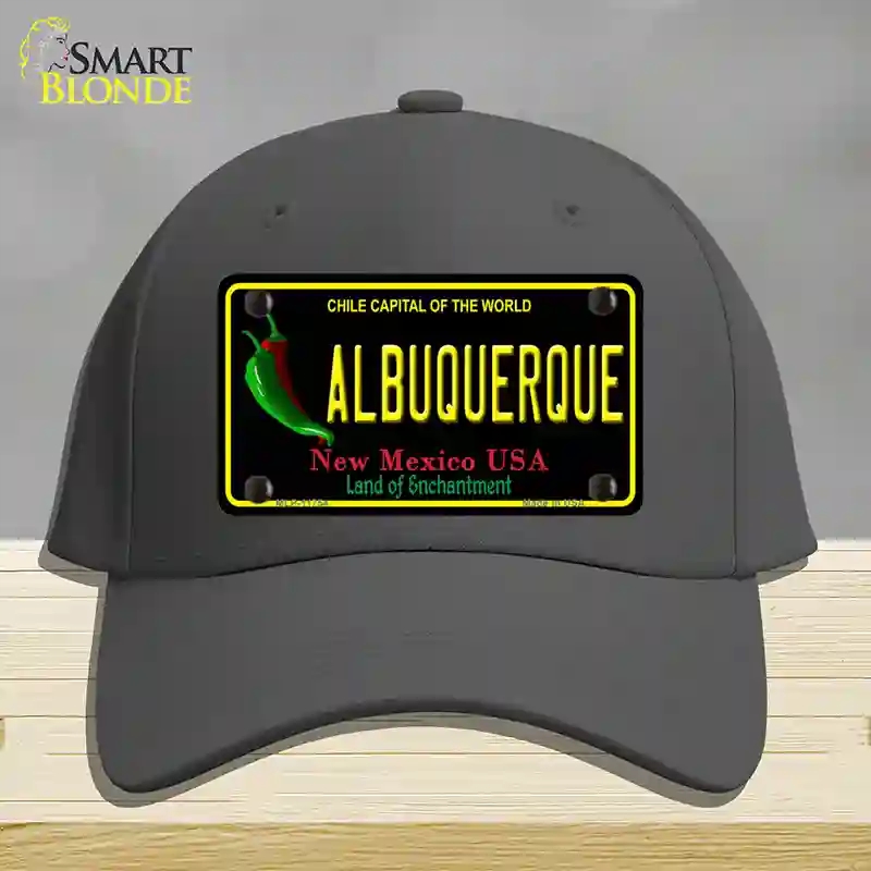 HAT04-MLP-11754 Albuquerque   Mexico Black State Novelty License Plate Hat, Cotton - Charcoal