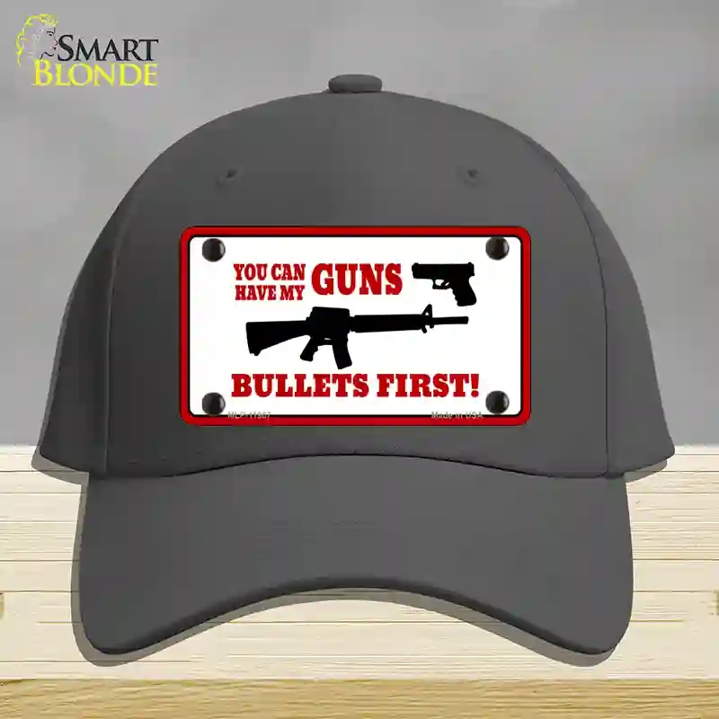 HAT04-MLP-11907 Bullets First Novelty License Plate Hat, Cotton - Charcoal