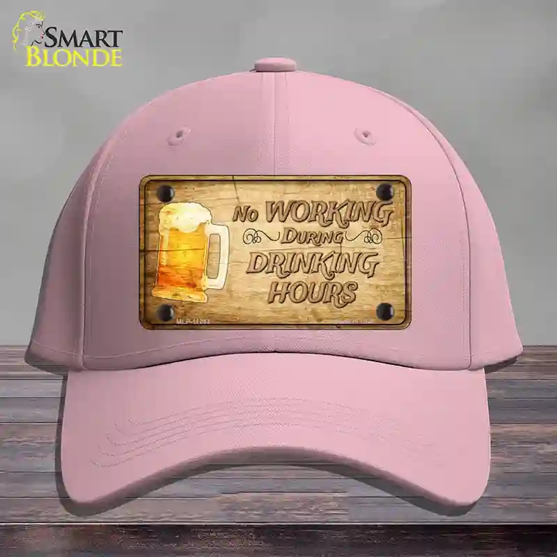 HAT05-MLP-11233 No Working During Drinking Hours Novelty License Plate Hat, Cotton - Pink