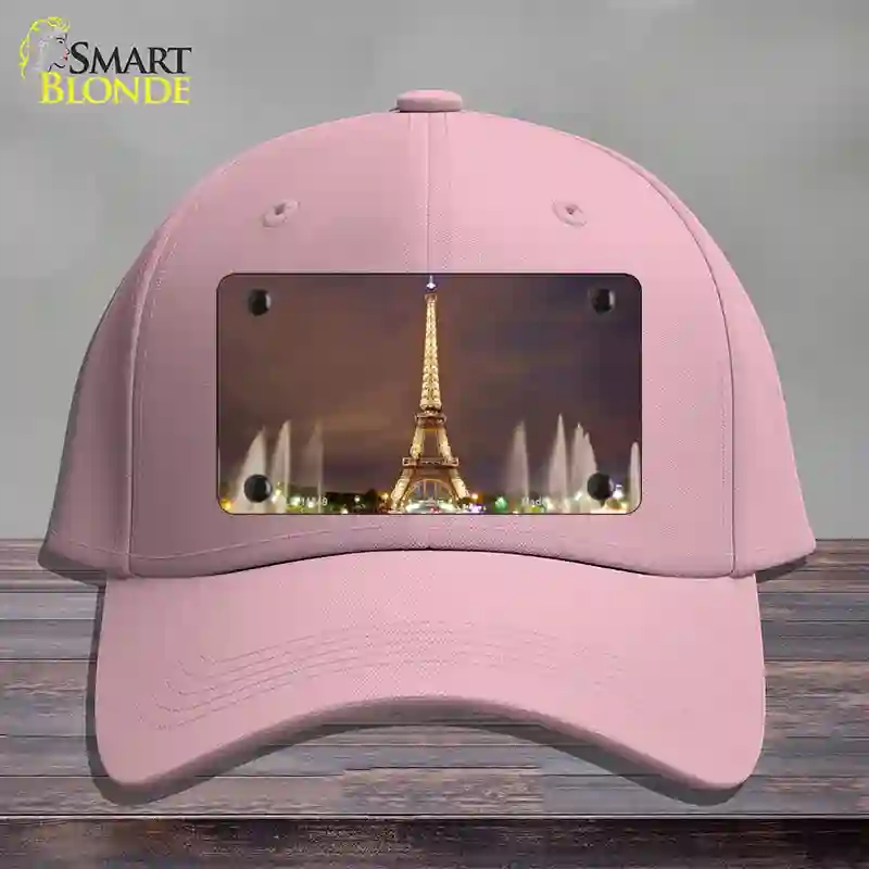 HAT05-MLP-11249 Eiffel Tower Night with Fountain Novelty License Plate Hat, Cotton - Pink