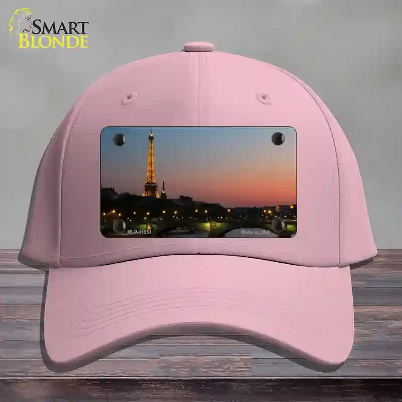 HAT05-MLP-11251 Eiffel Tower Night with River & Bridge Novelty License Plate Hat, Cotton - Pink