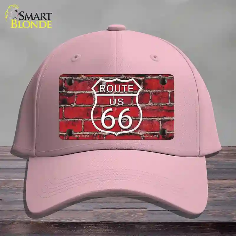 HAT05-MLP-11458 Route 66 Red Brick Wall Novelty License Plate Hat, Cotton - Pink