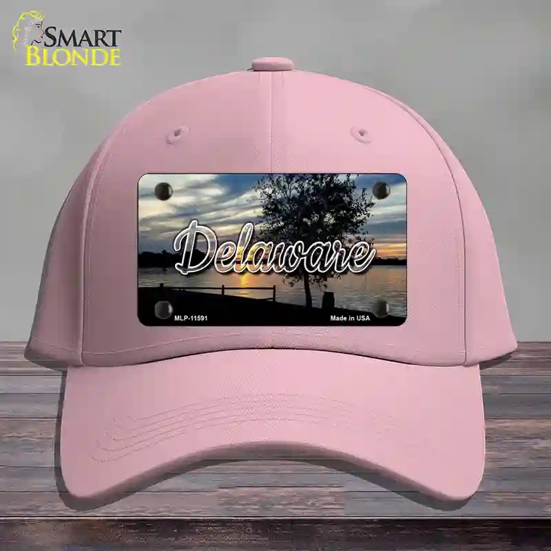 HAT05-MLP-11591 Delaware River Sunset State Novelty License Plate Hat, Cotton - Pink