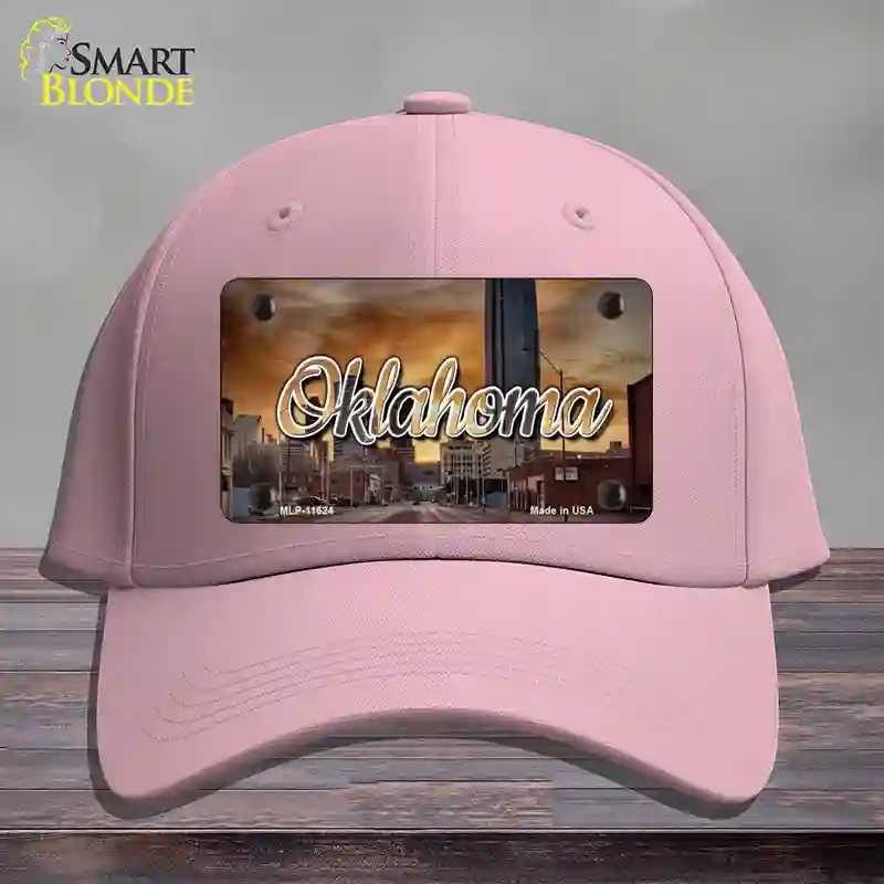 HAT05-MLP-11624 Oklahoma Sunset Skyline State Novelty License Plate Hat, Cotton - Pink