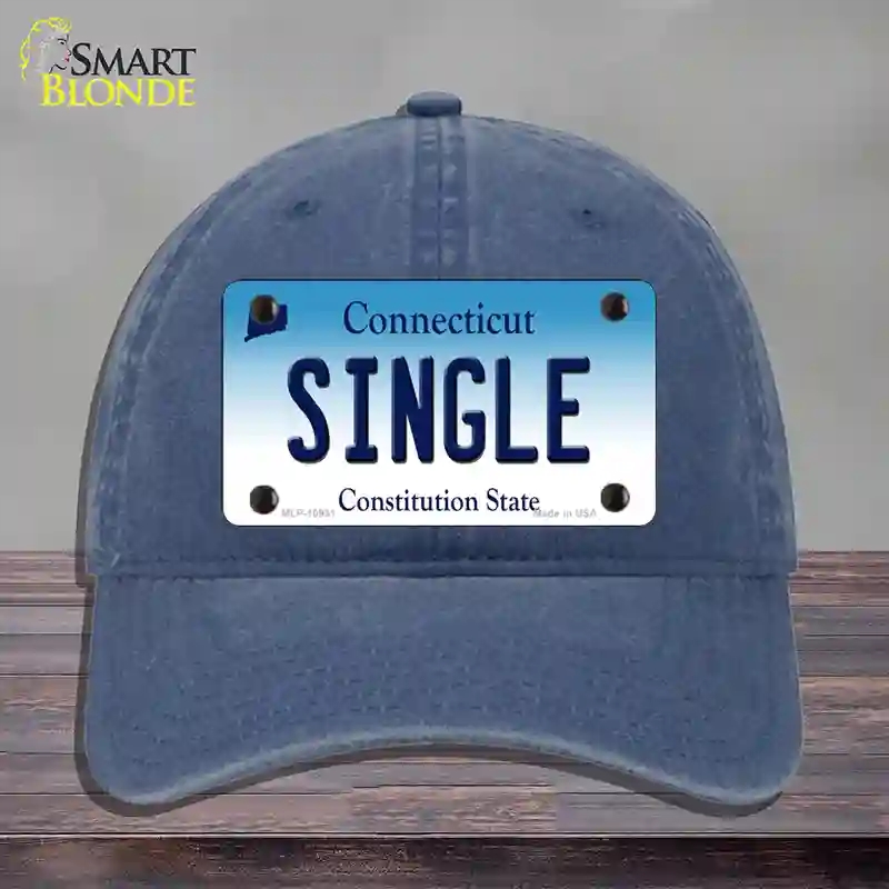 HAT11-MLP-10931 Single Connecticut Novelty License Plate Hat, Unconstructed Cotton - Navy