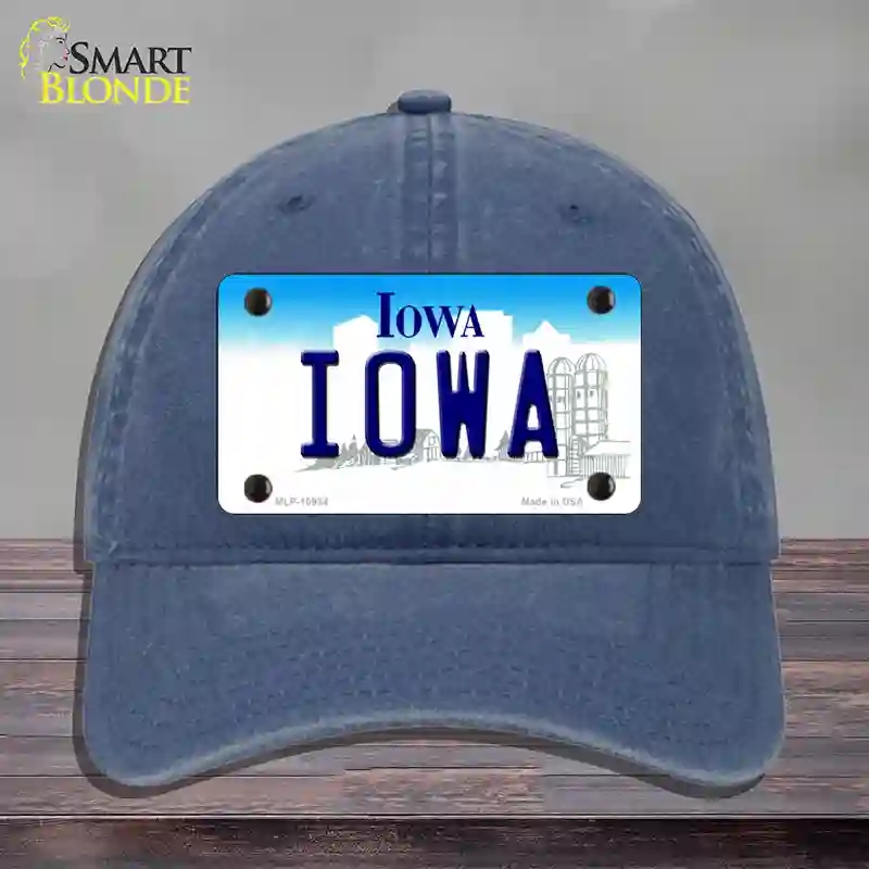 HAT11-MLP-10934 Iowa State Novelty License Plate Hat, Unconstructed Cotton - Navy