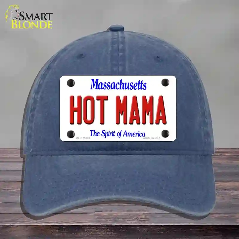 HAT11-MLP-11000 Hot Mama Massachusetts Novelty License Plate Hat, Unconstructed Cotton - Navy