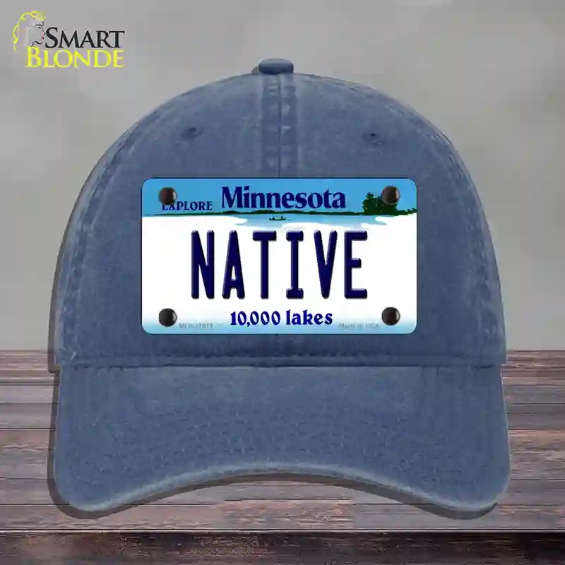 HAT11-MLP-11073 Native Minnesota State Novelty License Plate Hat, Unconstructed Cotton - Navy