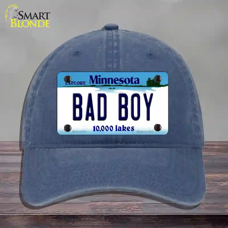 HAT11-MLP-11078 Bad Boy Minnesota State Novelty License Plate Hat, Unconstructed Cotton - Navy