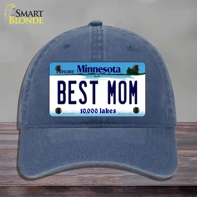 HAT11-MLP-11079 Best Mom Minnesota State Novelty License Plate Hat, Unconstructed Cotton - Navy