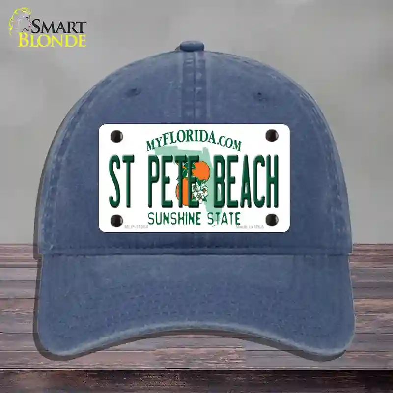 HAT11-MLP-11084 St Pete Beach Florida Novelty License Plate Hat, Unconstructed Cotton - Navy