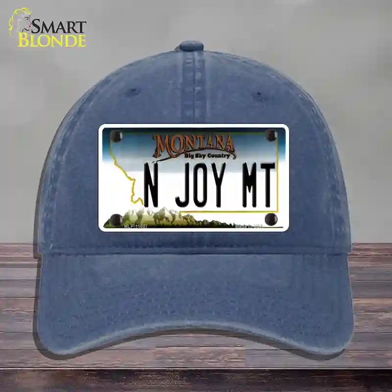 HAT11-MLP-11087 N Joy MT Montana State Novelty License Plate Hat, Unconstructed Cotton - Navy