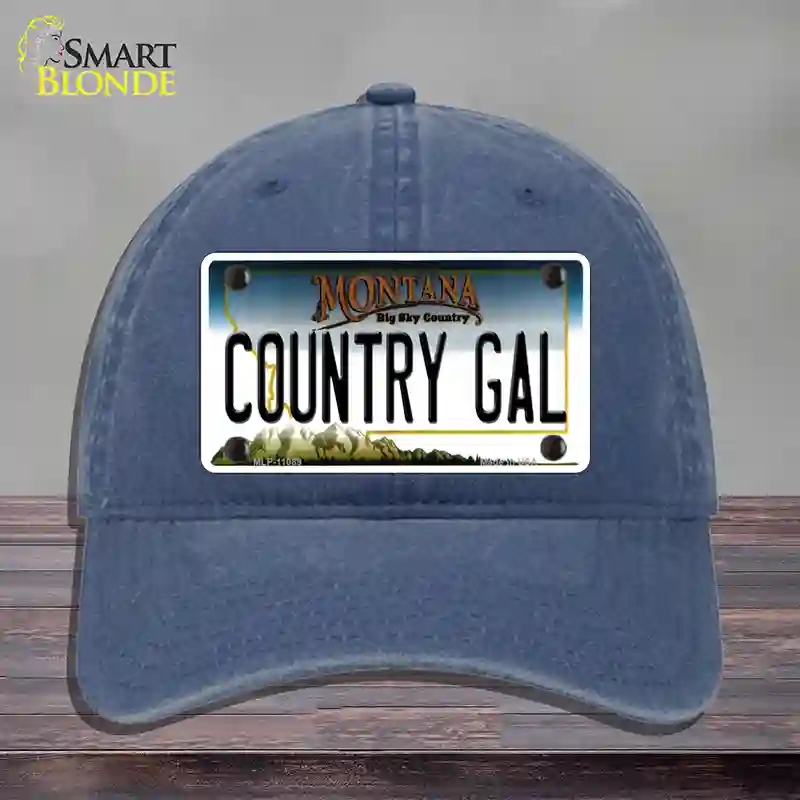 HAT11-MLP-11089 Country Gal Montana State Novelty License Plate Hat, Unconstructed Cotton - Navy
