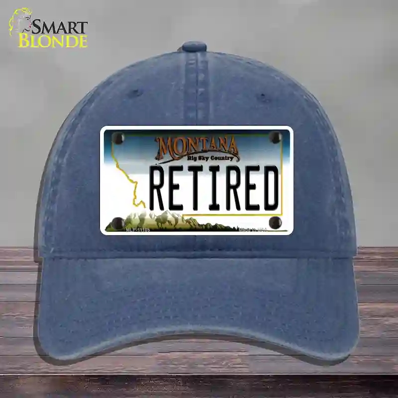 HAT11-MLP-11105 Retired Montana State Novelty License Plate Hat, Unconstructed Cotton - Navy