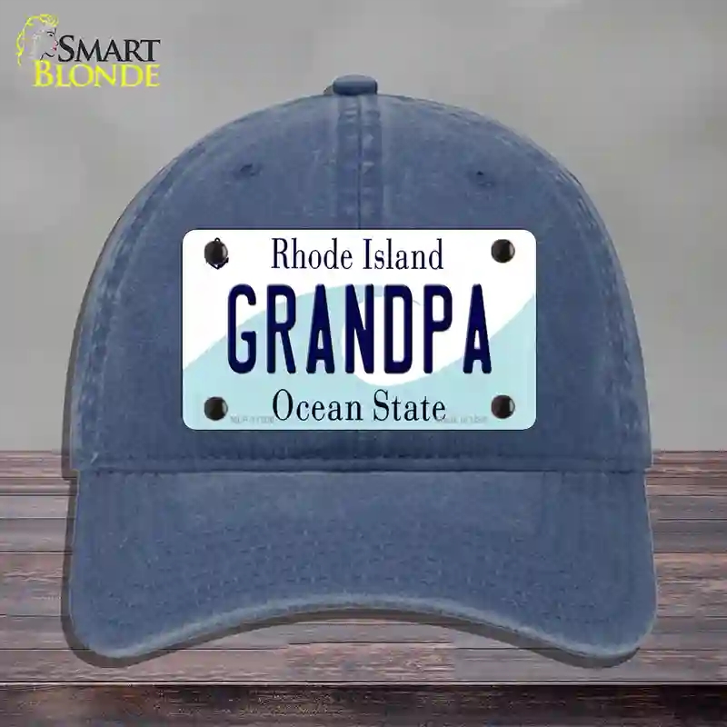 HAT11-MLP-11200 Grandpa Rhode Island State Novelty License Plate Hat, Unconstructed Cotton - Navy