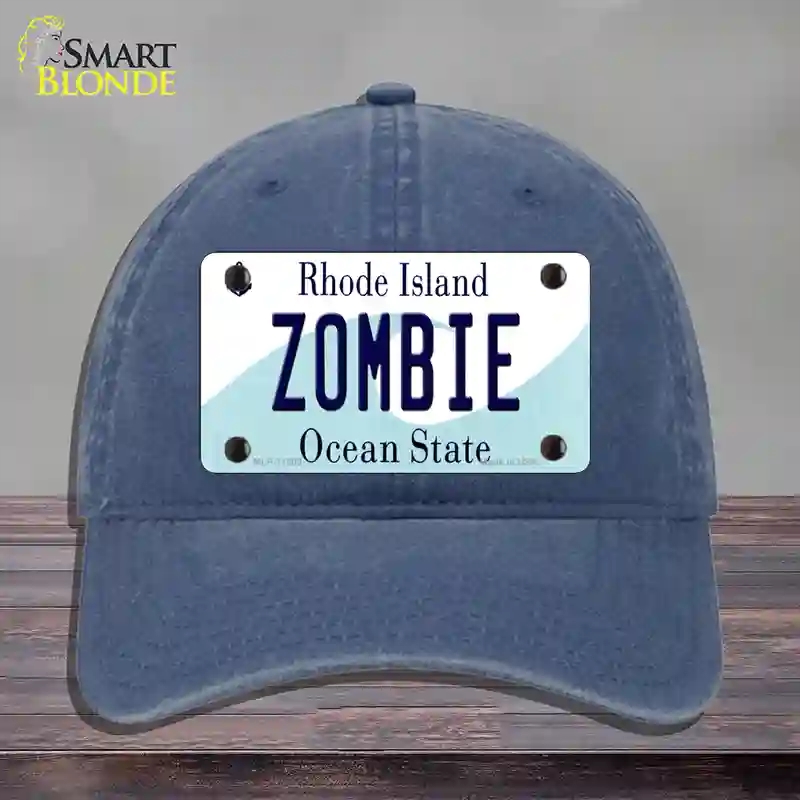 HAT11-MLP-11203 Zombie Rhode Island State Novelty License Plate Hat, Unconstructed Cotton - Navy