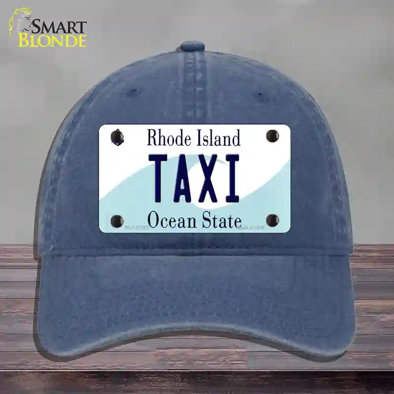 HAT11-MLP-11213 Taxi Rhode Island State Novelty License Plate Hat, Unconstructed Cotton - Navy