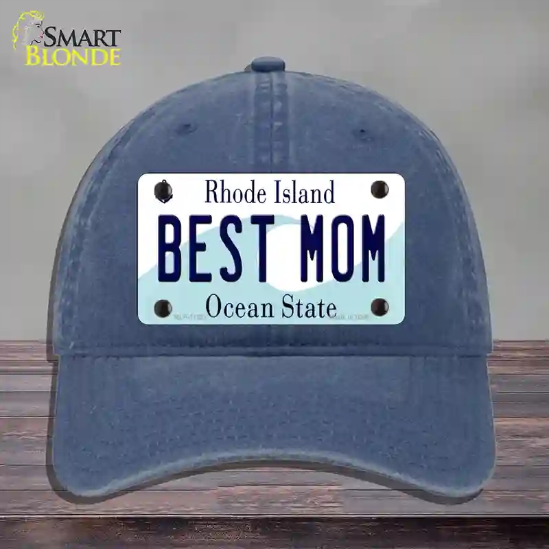 HAT11-MLP-11221 Best Mom Rhode Island State Novelty License Plate Hat, Unconstructed Cotton - Navy