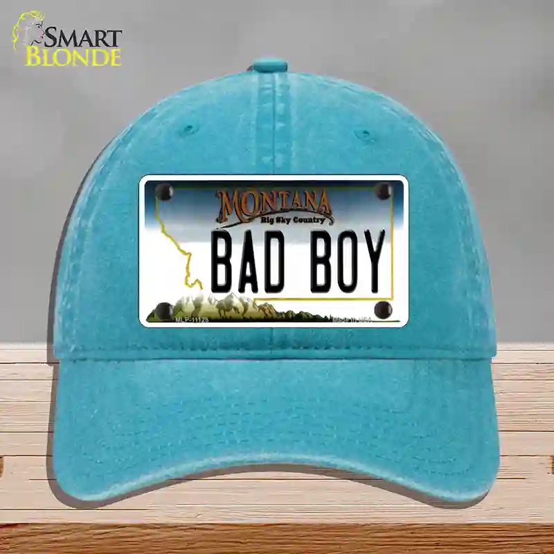 HAT10-MLP-11125 Bad Boy Montana State Novelty License Plate Hat, Unconstructed Cotton - Lake Blue
