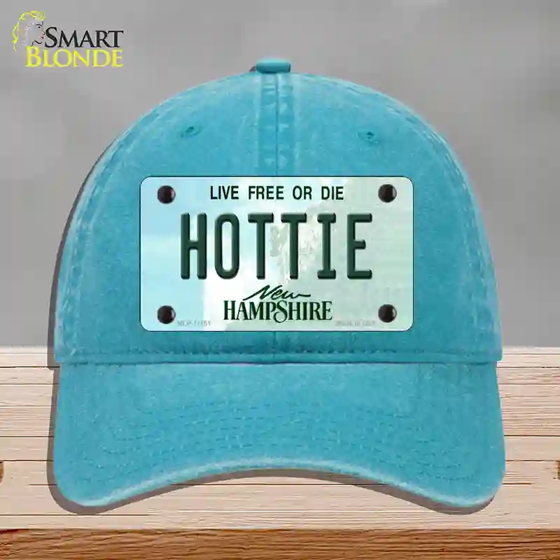HAT10-MLP-11151 Hottie   Hampshire State Novelty License Plate Hat, Unconstructed Cotton - Lake Blue