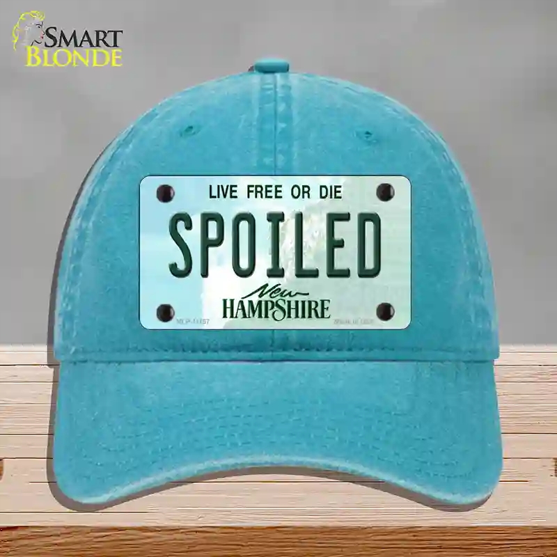 HAT10-MLP-11157 Spoiled   Hampshire State Novelty License Plate Hat, Unconstructed Cotton - Lake Blue