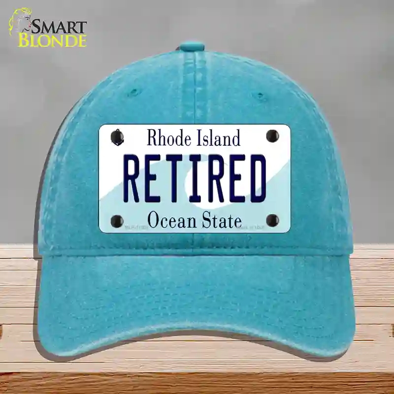 HAT10-MLP-11201 Retired Rhode Island State Novelty License Plate Hat, Unconstructed Cotton - Lake Blue