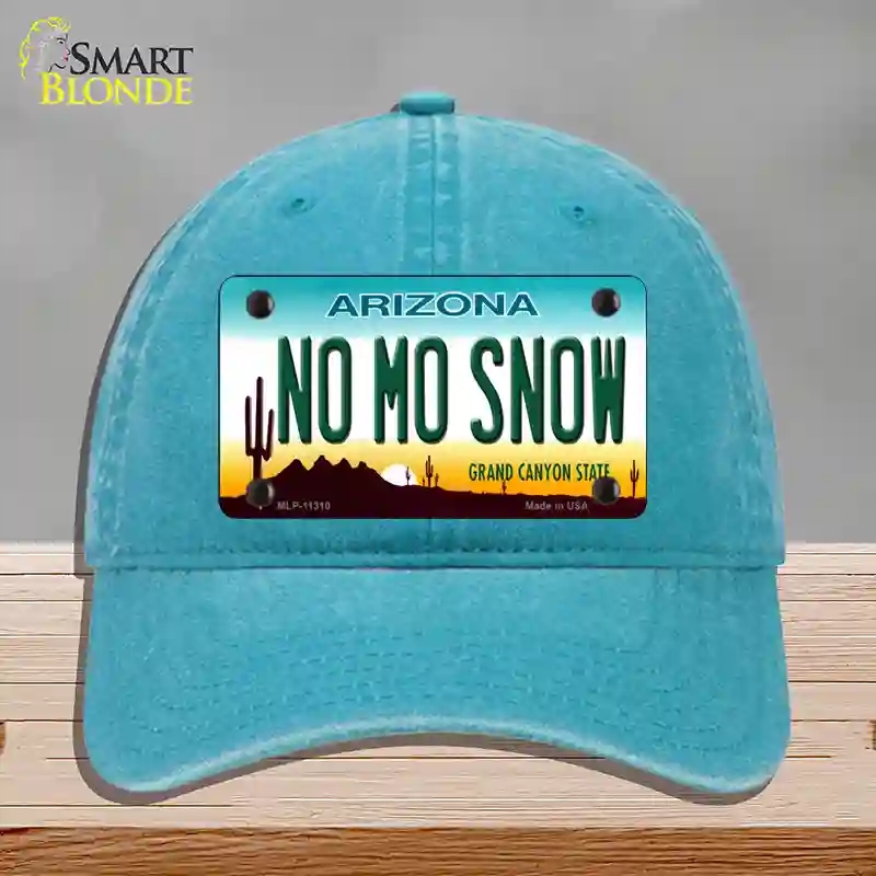 HAT10-MLP-11310 No Mo Snow Novelty License Plate Hat, Unconstructed Cotton - Lake Blue