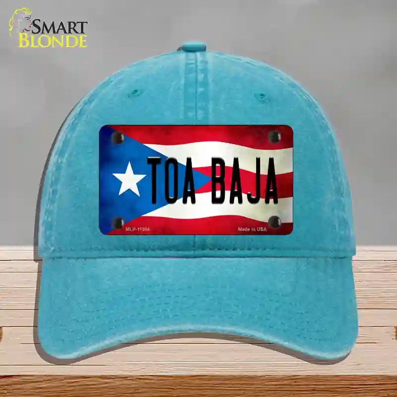 HAT10-MLP-11384 Toa Baja Puerto Rico Flag Novelty License Plate Hat, Unconstructed Cotton - Lake Blue