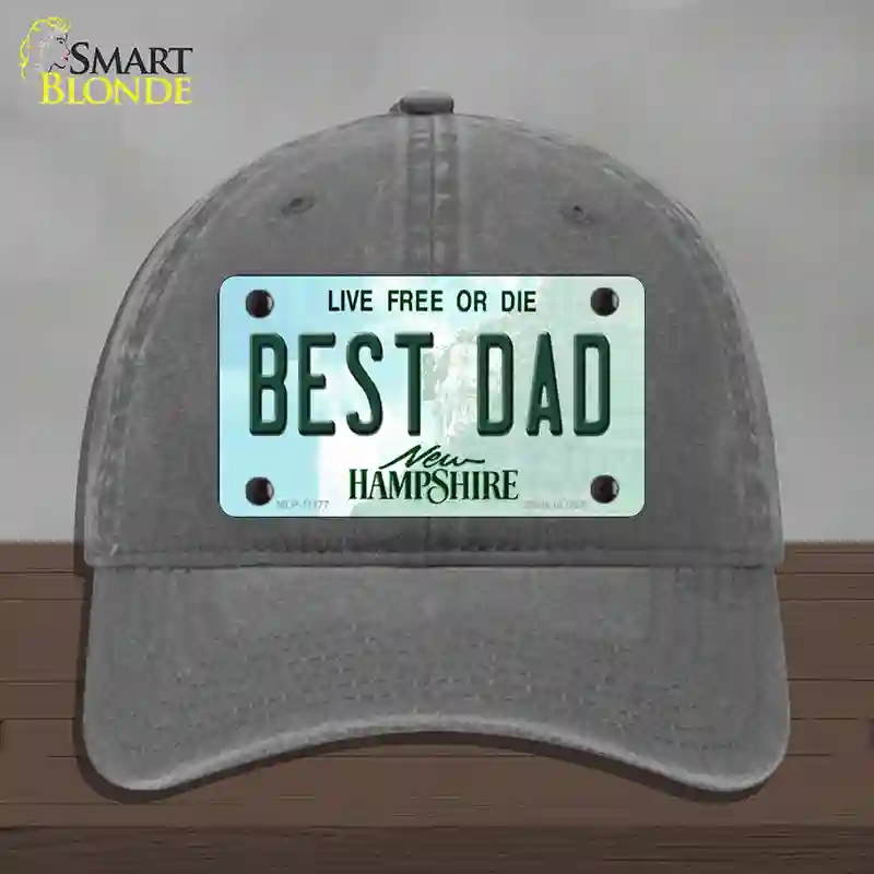 HAT08-MLP-11177 Best Dad   Hampshire State Novelty License Plate Hat, Unconstructed Cotton - Charcoal