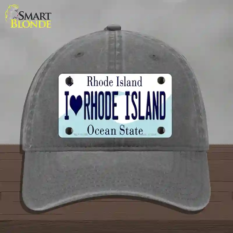 HAT08-MLP-11180 I Love Rhode Island State Novelty License Plate Hat, Unconstructed Cotton - Charcoal