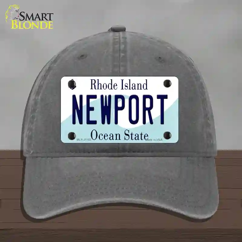 HAT08-MLP-11183   Port Rhode Island State Novelty License Plate Hat, Unconstructed Cotton - Charcoal