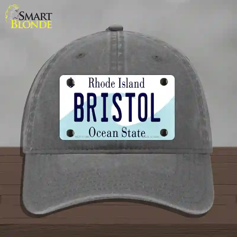 HAT08-MLP-11195 Bristol Rhode Island State Novelty License Plate Hat, Unconstructed Cotton - Charcoal