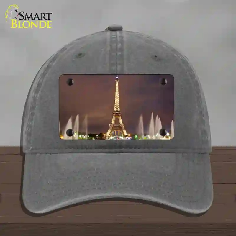 HAT08-MLP-11249 Eiffel Tower Night with Fountain Novelty License Plate Hat, Unconstructed Cotton - Charcoal