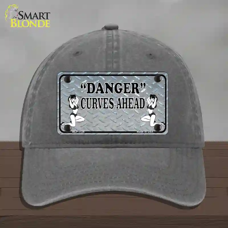 HAT08-MLP-1126 Danger Curves Ahead Novelty License Plate Hat, Unconstructed Cotton - Charcoal